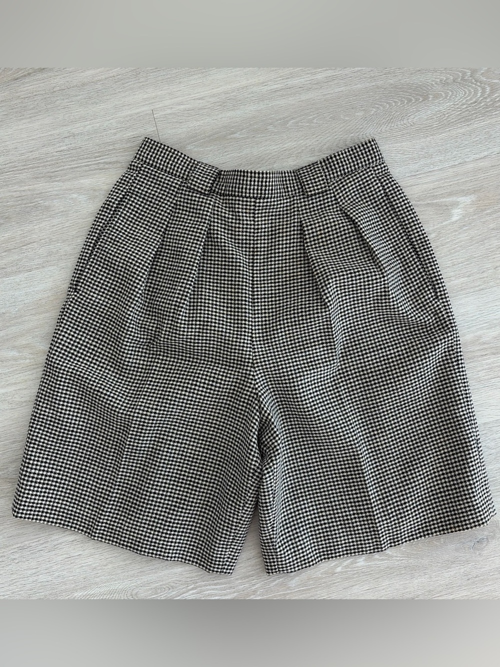 Anne Klein II Vintage 90s Wool Shorts Women’s 12 Houndstooth Lined USA Made